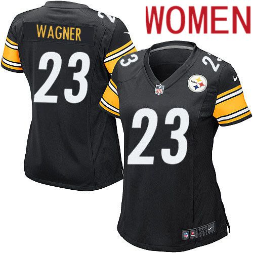 Cheap Women Pittsburgh Steelers 23 Mike Wagner Nike Black Game Player NFL Jersey